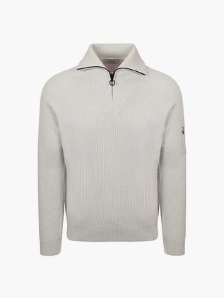 Sweter Suitable Tias Cooldry Knit z zamkiem half zip, w kolorze szaro-beżowym