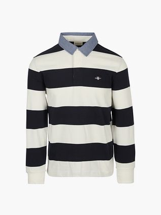 Gant Heavy Rugger Shield Polo Shirt Stripes Navy White