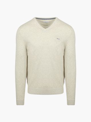 McGregor Pullover Merinowolle V-Ausschnitt Off White