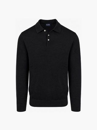 Olymp Langærmet Poloshirt Uld Sort