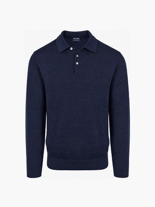 Olymp Long Sleeve Polo Shirt Wool Navy