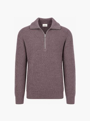 Profuomo Half Zip Pullover Wool Light Aubergine