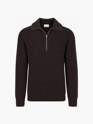 Profuomo Half Zip Pullover Wool Marron