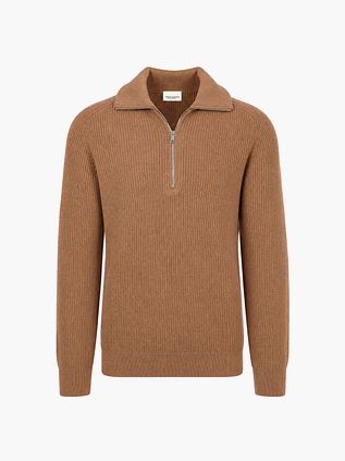 Profuomo Half Zip Sweater Wool Cognac