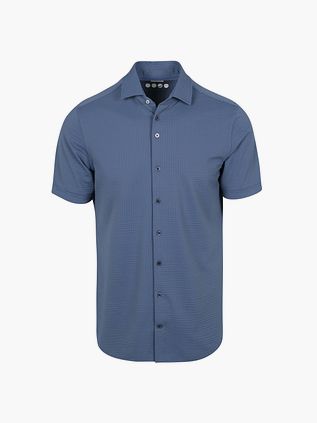 R2 Chemise Seersucker Manches Courtes Marine