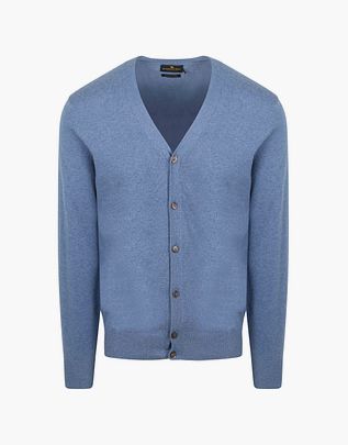 Cardigan Homme Tricoté Col V - Laine Et Cachemire - Couleur Unie, Boutonnage - Chaud Pour Automne/hiver - Style Décontracté