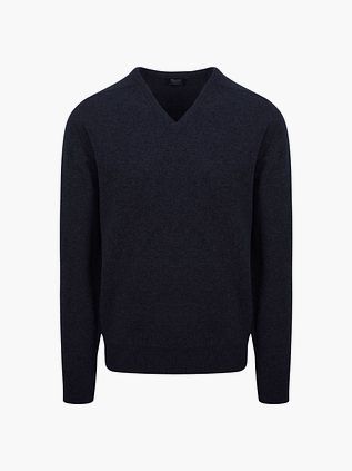 William Lockie Sweter z wełny jagnięcej V Midnight Mix Navy