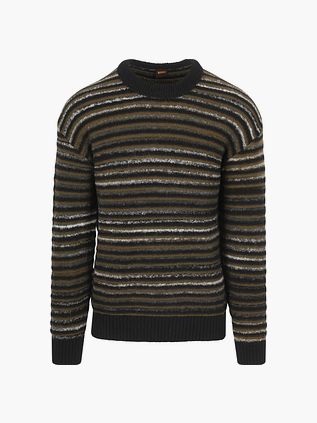 BOSS Sweter Aturn z domieszką wełny w paski czarny