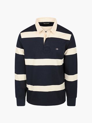GANT Heavy Rugger Shield Stripe Polo Marinblå Vit