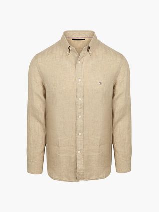 Koszula lniana Tommy Hilfiger w kolorze beżowym