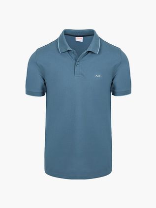 Koszulka polo Sun68 Small Stripe Collar w kolorze niebieskim
