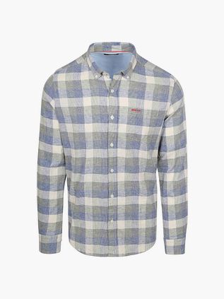 NZA Shirt Picton Linen Blend Karos Blau