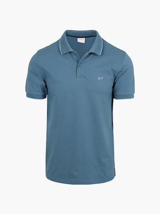 Sun68 Poloshirt Små Stribet Krave Petrol Blå