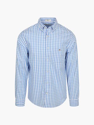 Camicia GANT Gingham Poplin Classic regular fit a quadri blu