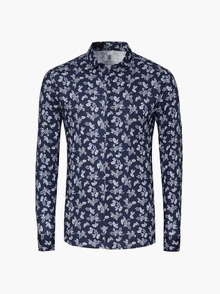 Desoto Skjorte Denim Blooming-trykk Marineblå