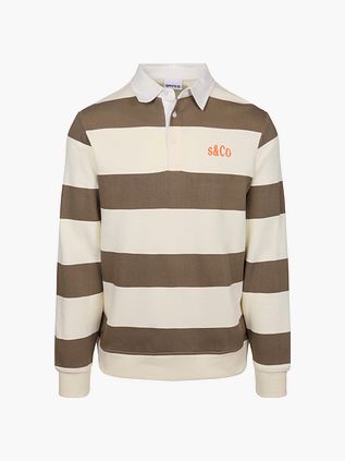 Koszulka polo Supply & Co z długim rękawem w brązowe paski
