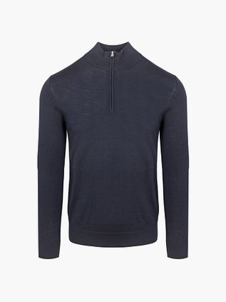 Profuomo Half Zip Pullover Merino Wool Navy
