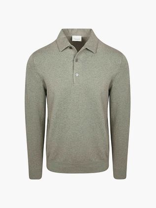Profuomo Langarm-Poloshirt Luxury Basic Grün