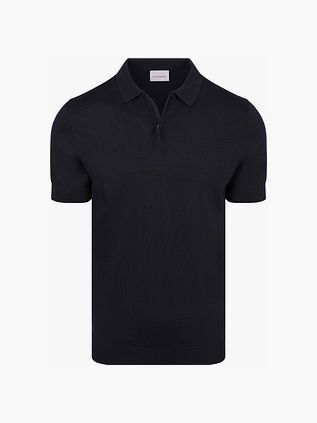 Suitable Knitted Half Zip Polo Dan Navy