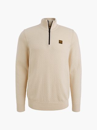 Sweter PME Legend Half Zip Structure Mouliné w kolorze ecru