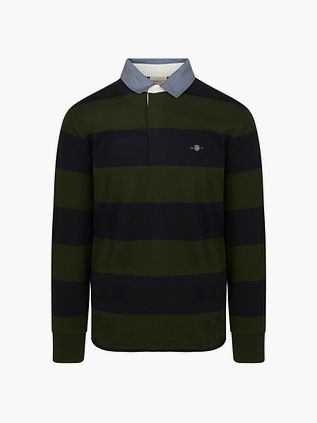 GANT Heavy Rugger Shield Langermet Polo Stripet Marineblå