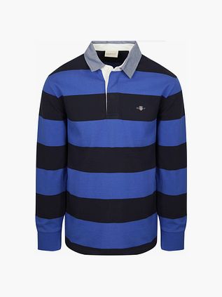 Gant Polo Heavy Rugger Shield Rayures Marine Royal Blue