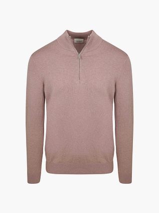 Luksusowy sweter Profuomo Basic z zamkiem half zip w kolorze różowym