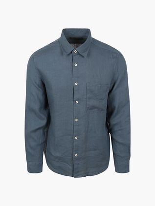 Marc O'Polo Overhemd Linnen Donkerblauw