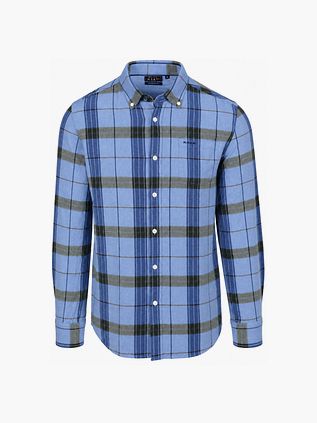 NZA Hemd BD Waihi Flannel-Karo Ink Blue