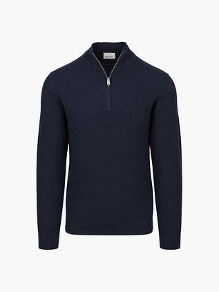 Profuomo Half Zip Pullover Bleu marine texturé