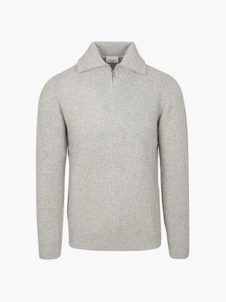 Profuomo sweter z półgolfem Half Zip z wełny merino, melanżowy szary