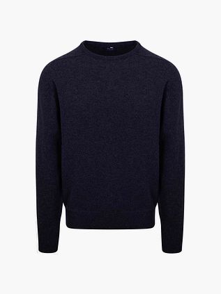 Pullover William Lockie in lana d’agnello con girocollo Midnight Mix Navy