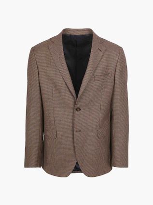 Suitable Plettet Colbert af Brun Uld