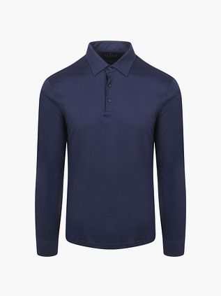 Desoto Langærmet Poloshirt Essential Marineblå