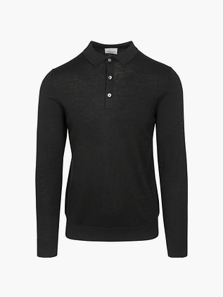 Profuomo Langærmet Poloshirt af Merinould Sort