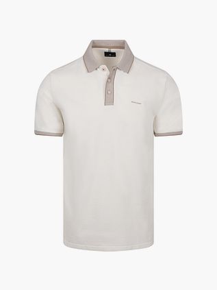 State of Art Poloshirt Jersey Ribbed Contrast Råvit