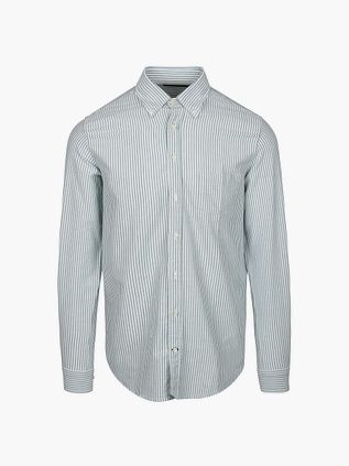 Steppin' Out Skjorte Oxford Brystlomme Striber Lysegrøn