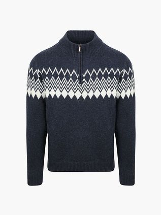 Suitable Avery Nordic Halv Zip Trøje Uldblanding Navy