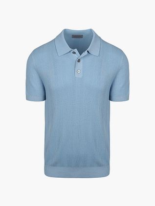 Suitable Strikket Jacquard Polo Lys Blå