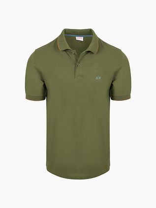 Sun68 Poloshirt Lille Stribet Krave Olivengrøn