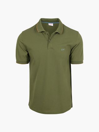 Sun68 Poloshirt Små Stribet Krave Olivenfarvet