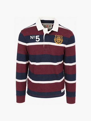 Superdry Rugby Polo Shirt Vintage Stripes Red