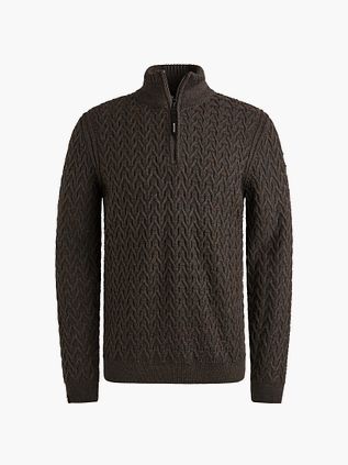 Vanguard Trøje med Halv Lynlås i Brun Uld