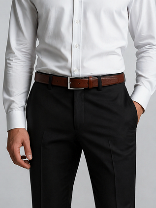 Suitable Ceinture Structure En Cuir Cognac