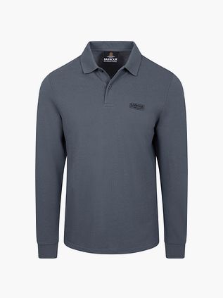 Barbour International Longsleeve Piqué Polo Shirt Washed Charcoal