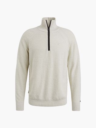 Cast Iron Strikket Halv Zip Trøje Ecru