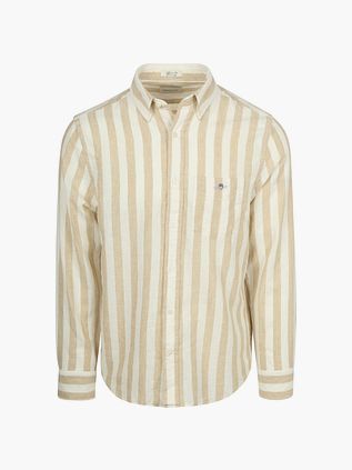 Gant Hemd Baumwolle Leinen Gestreift Beige