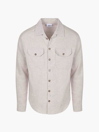 Koszula overshirt R2 Amsterdam z lnu i bawełny w kolorze beżowym