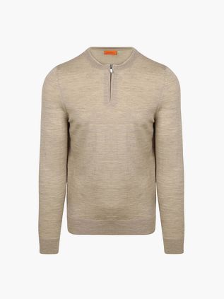 Passerende Crew Zip Merino Sand