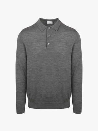 Profuomo Langærmet Poloshirt i Merinould Grå